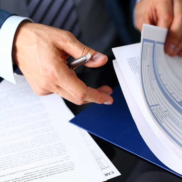 lawyer looking through documents